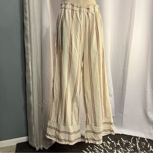 Billabong Wide Leg Pants with Cream and Red Stripes